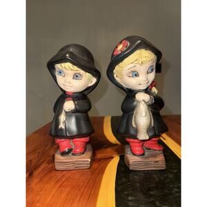 Vintage Ceramic Fishing Boy & Girl From 1971 Gare Inc Barbara Baldwin
